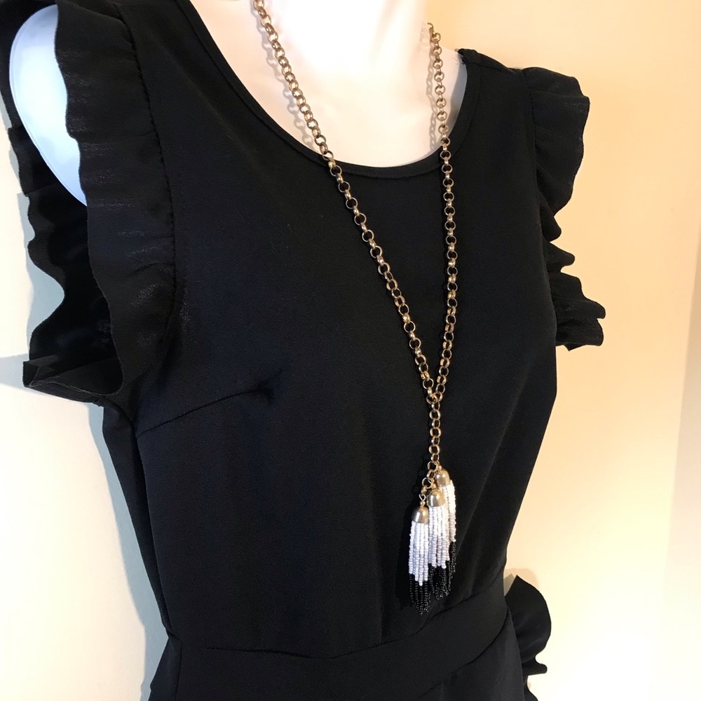 ✨NEW✨Classy Black Pants Ruffle Jumpsuit